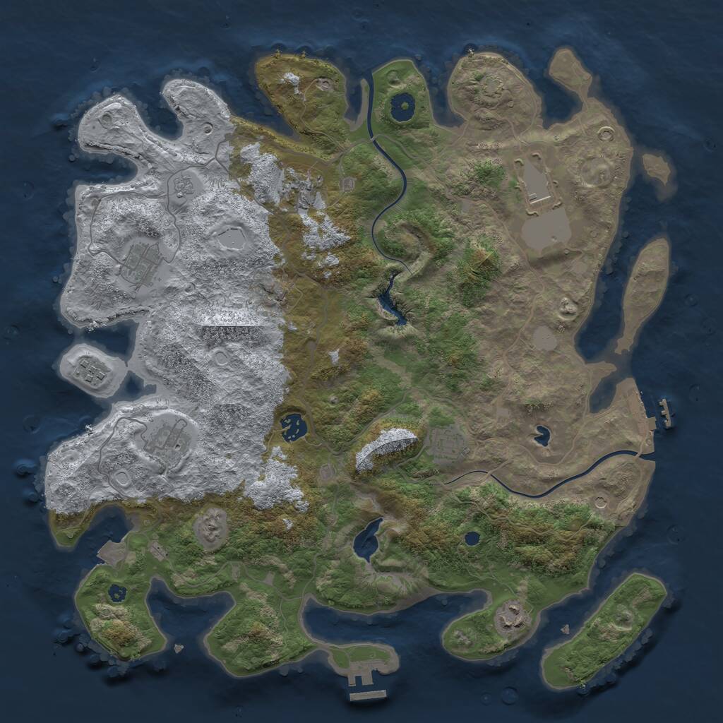Rust Map: Procedural Map, Size: 4000, Seed: 2090859542, 14 Monuments