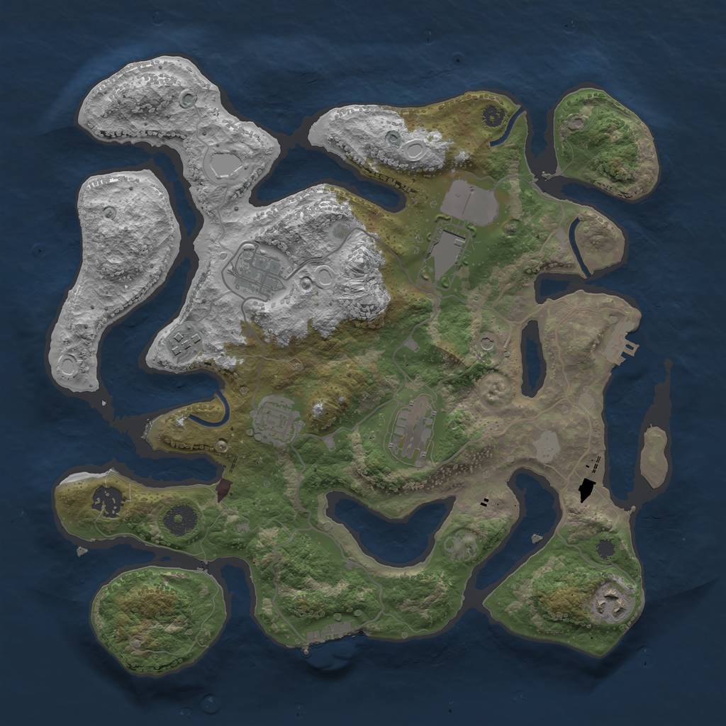 Rust Map: Procedural Map, Size: 3500, Seed: 8878, 15 Monuments