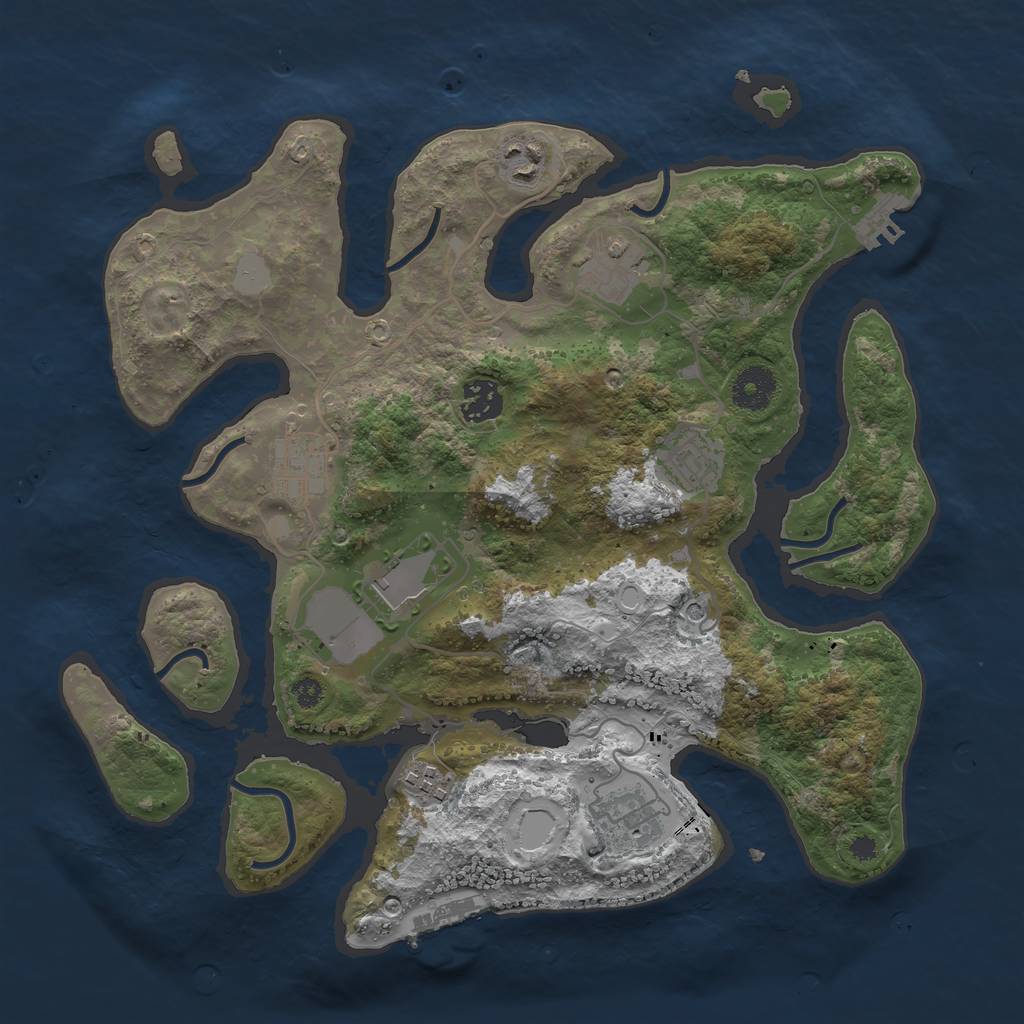 Rust Map: Procedural Map, Size: 3500, Seed: 4357535, 16 Monuments