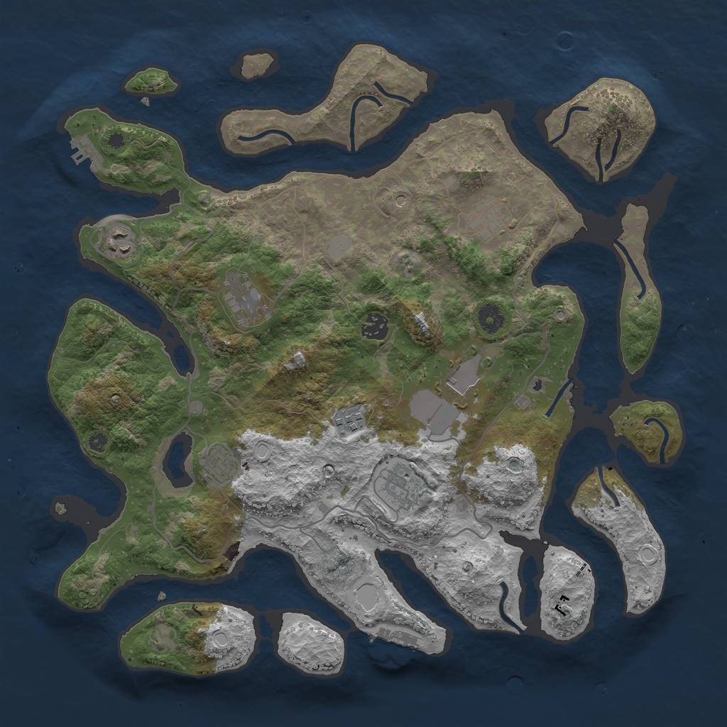 Rust Map: Procedural Map, Size: 4000, Seed: 291921725, 16 Monuments