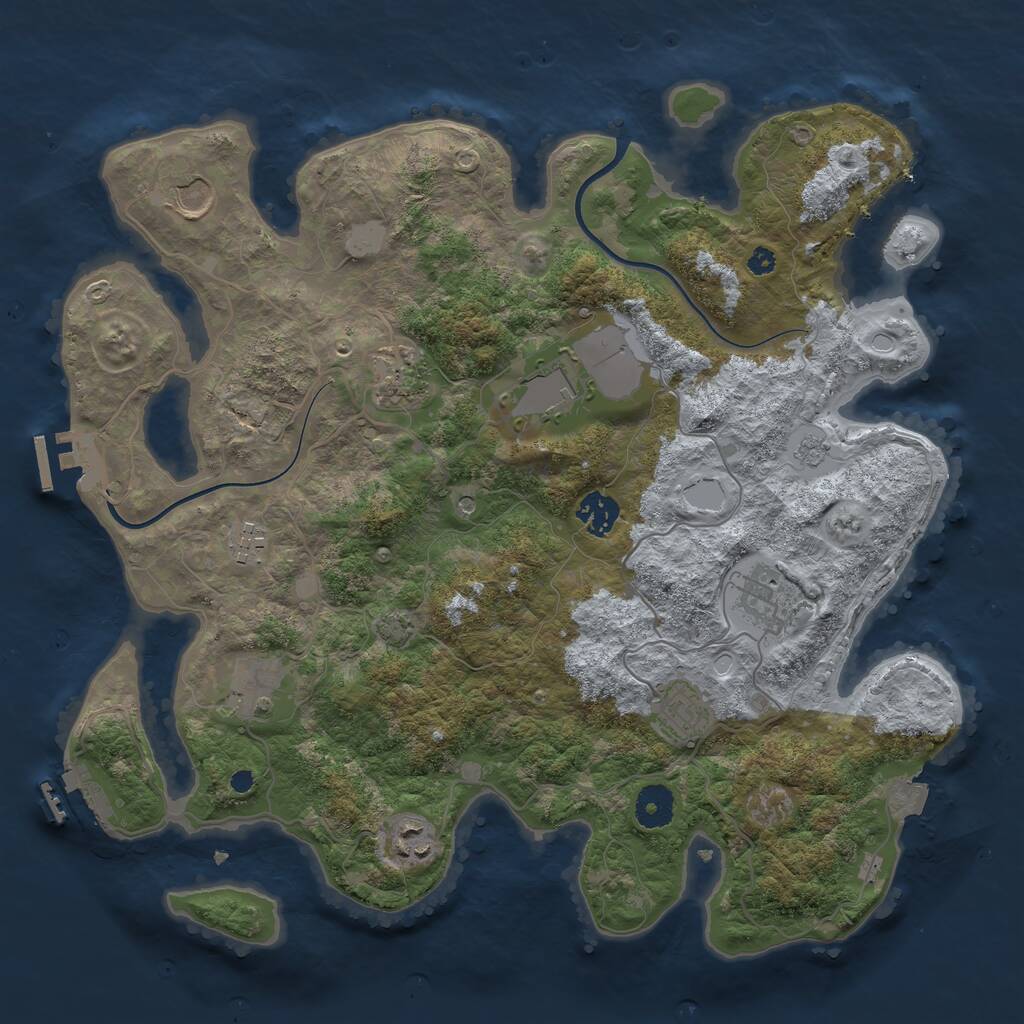 Rust Map: Procedural Map, Size: 3700, Seed: 441237736, 15 Monuments