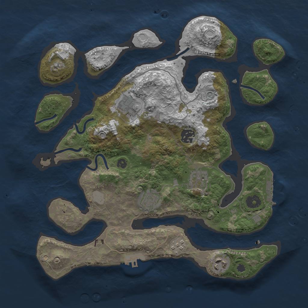 Rust Map: Procedural Map, Size: 3250, Seed: 436778, 14 Monuments