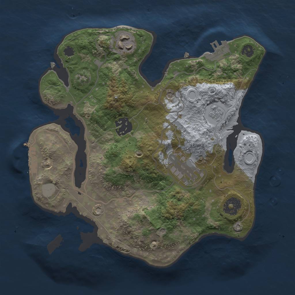 Rust Map: Procedural Map, Size: 2500, Seed: 2389175, 10 Monuments