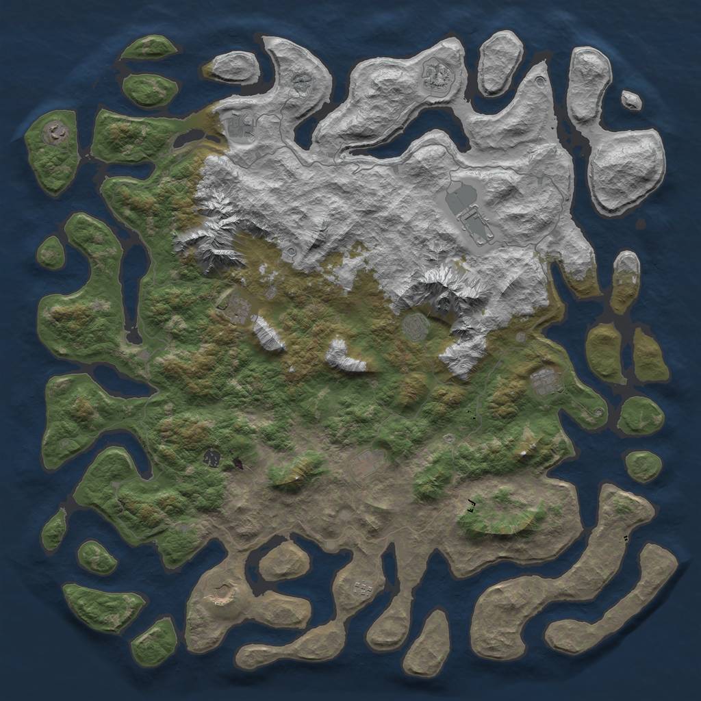 Rust Map: Barren, Size: 6000, Seed: 99501395, 14 Monuments