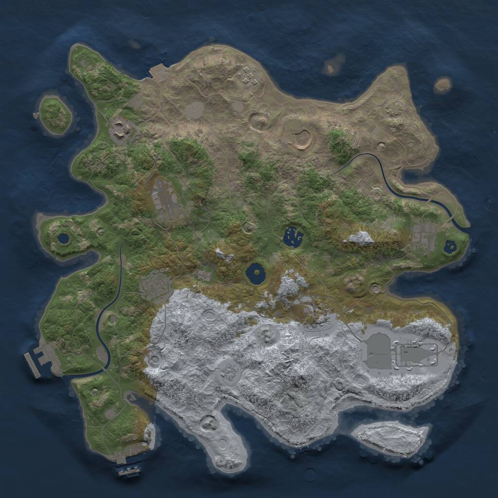 Rust Map: Procedural Map, Size: 3700, Seed: 117724, 15 Monuments