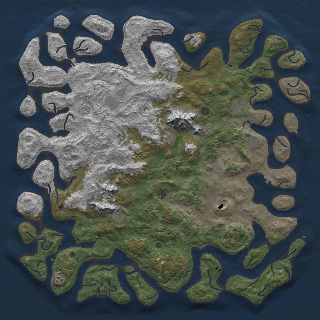 Rust Map: Procedural Map, Size: 6000, Seed: 723614920, 18 Monuments