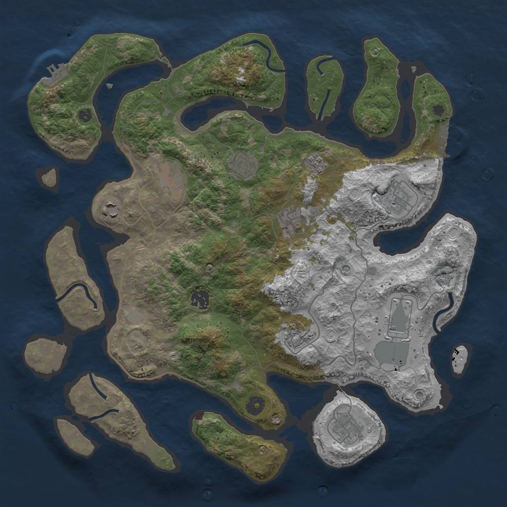 Rust Map: Procedural Map, Size: 4000, Seed: 2110206800, 18 Monuments