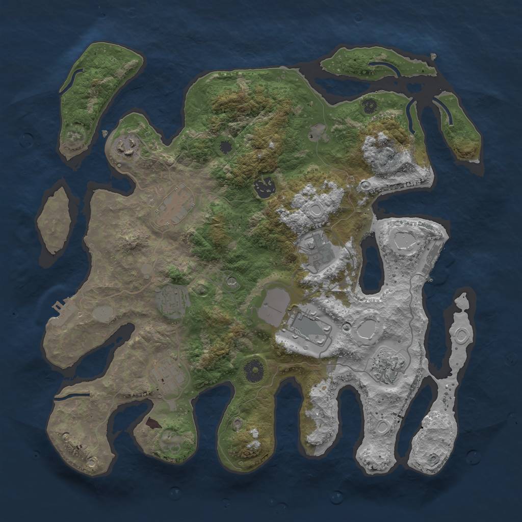 Rust Map: Procedural Map, Size: 3700, Seed: 1832651980, 16 Monuments