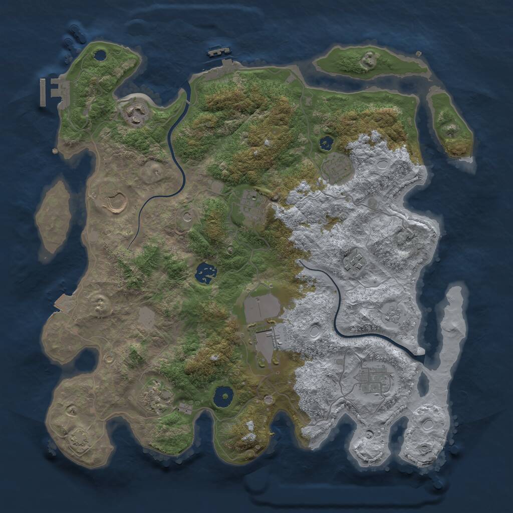 Rust Map: Procedural Map, Size: 3700, Seed: 1832651980, 15 Monuments