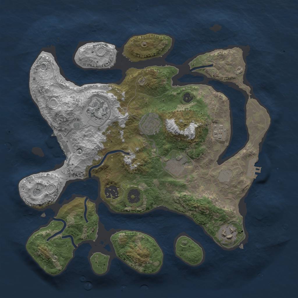 Rust Map: Procedural Map, Size: 3200, Seed: 8008, 14 Monuments