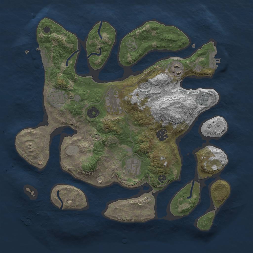 Rust Map: Procedural Map, Size: 3200, Seed: 23131415, 14 Monuments
