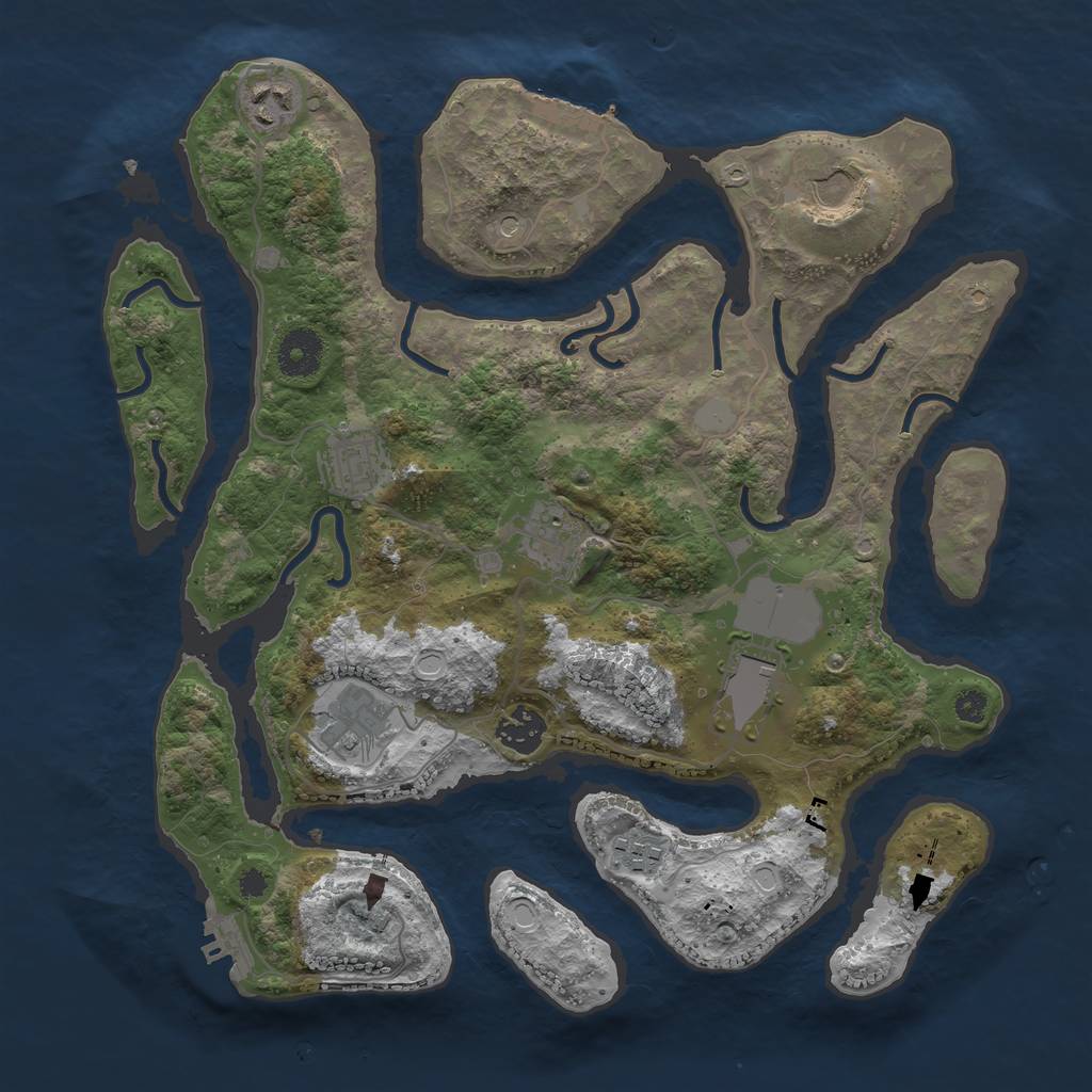 Rust Map: Procedural Map, Size: 3500, Seed: 78517245, 16 Monuments