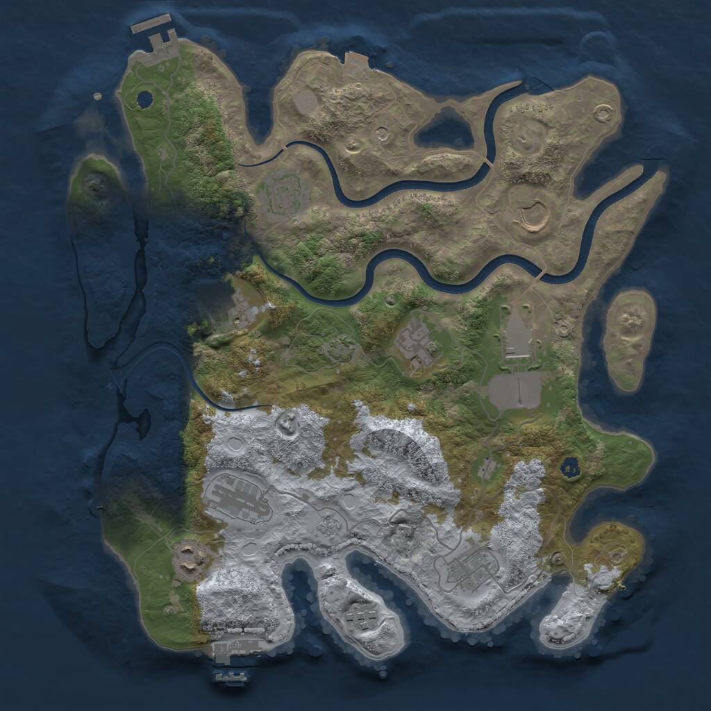 Rust Map: Procedural Map, Size: 3500, Seed: 78517245, 15 Monuments