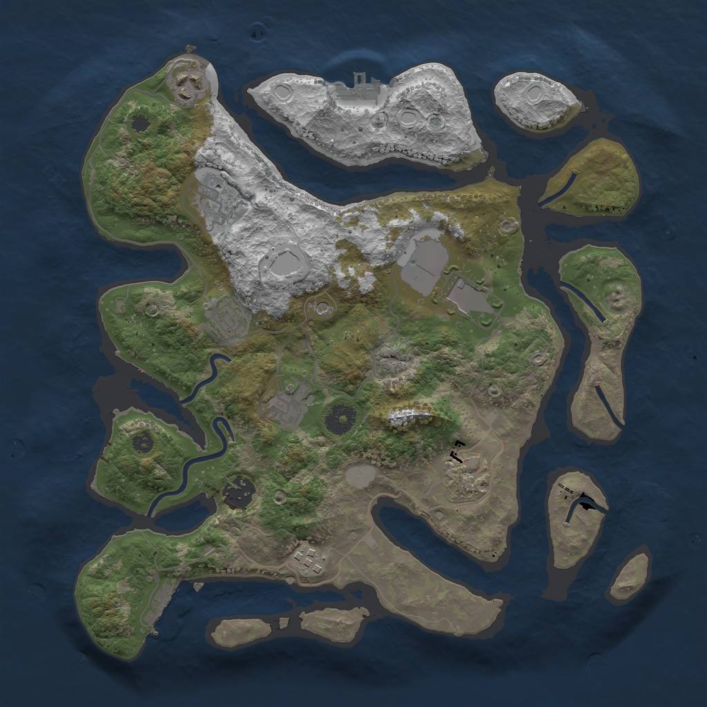 Rust Map: Procedural Map, Size: 3500, Seed: 599320269, 16 Monuments