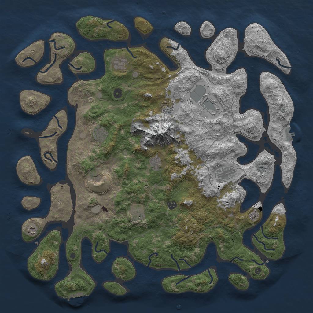 Rust Map: Procedural Map, Size: 5000, Seed: 40000, 19 Monuments