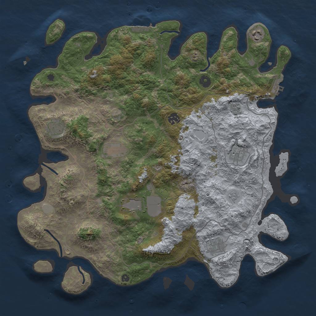 Rust Map: Procedural Map, Size: 4050, Seed: 1413974315, 15 Monuments