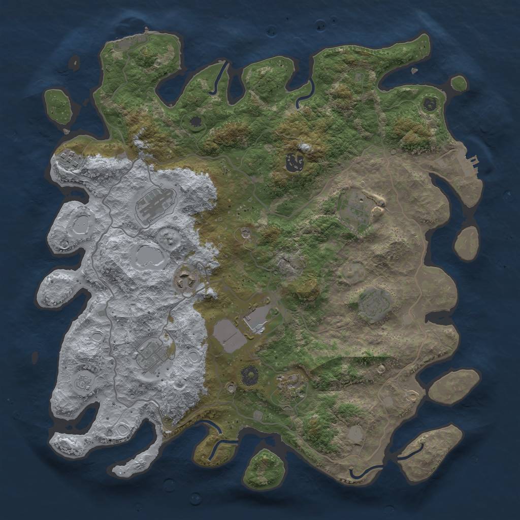 Rust Map: Procedural Map, Size: 4000, Seed: 7362651, 16 Monuments