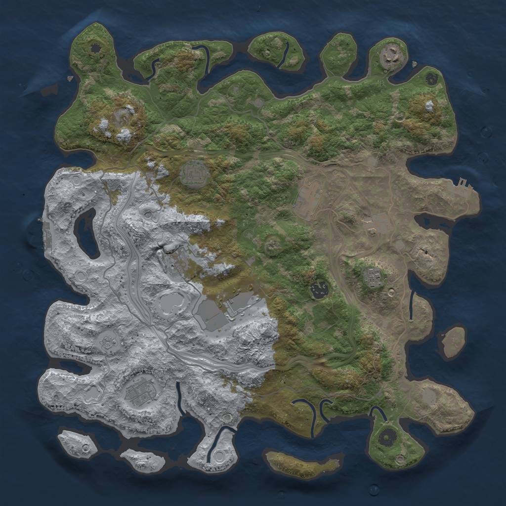 Rust Map: Procedural Map, Size: 4250, Seed: 3333334, 16 Monuments