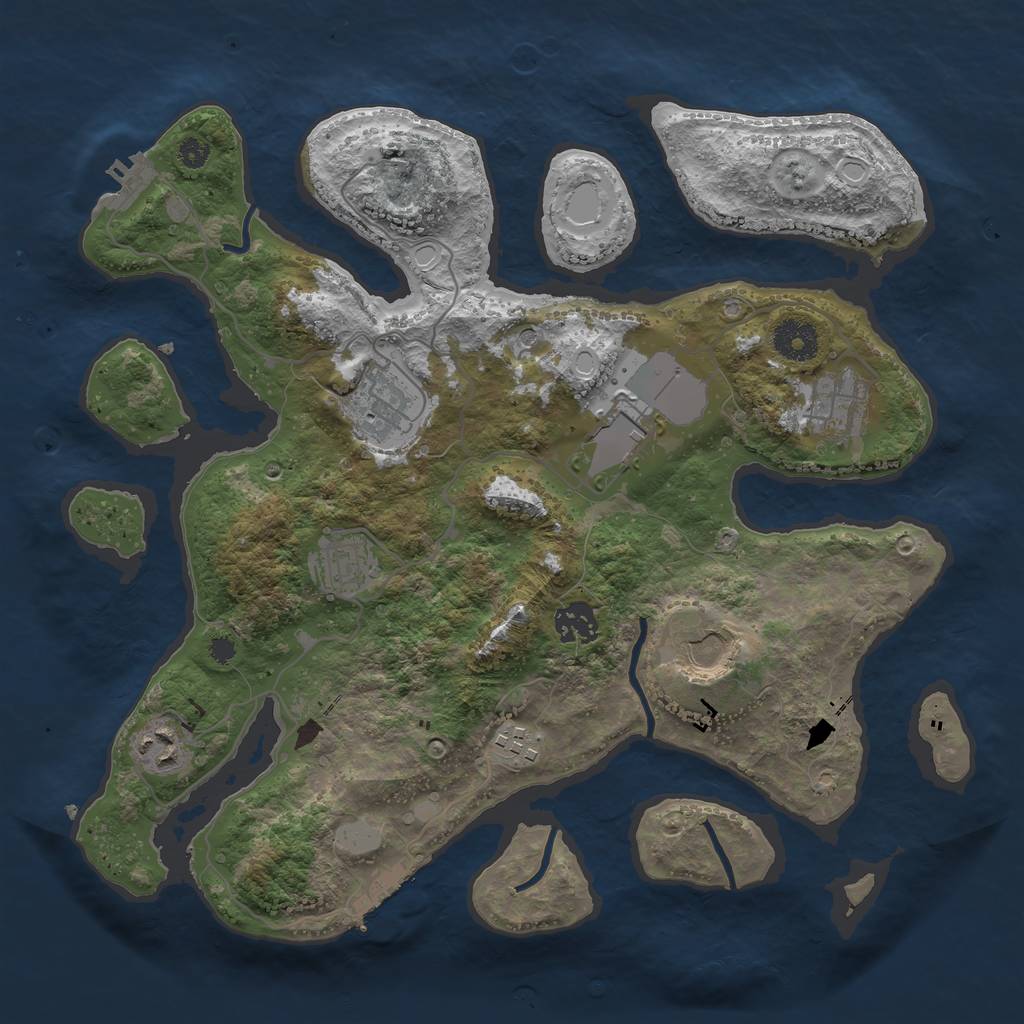 Rust Map: Procedural Map, Size: 3500, Seed: 873212453, 16 Monuments