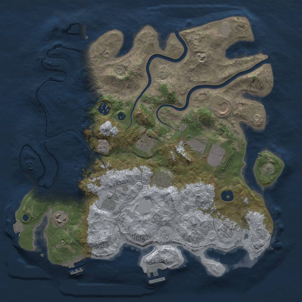 Rust Map: Procedural Map, Size: 3750, Seed: 355072122, 15 Monuments