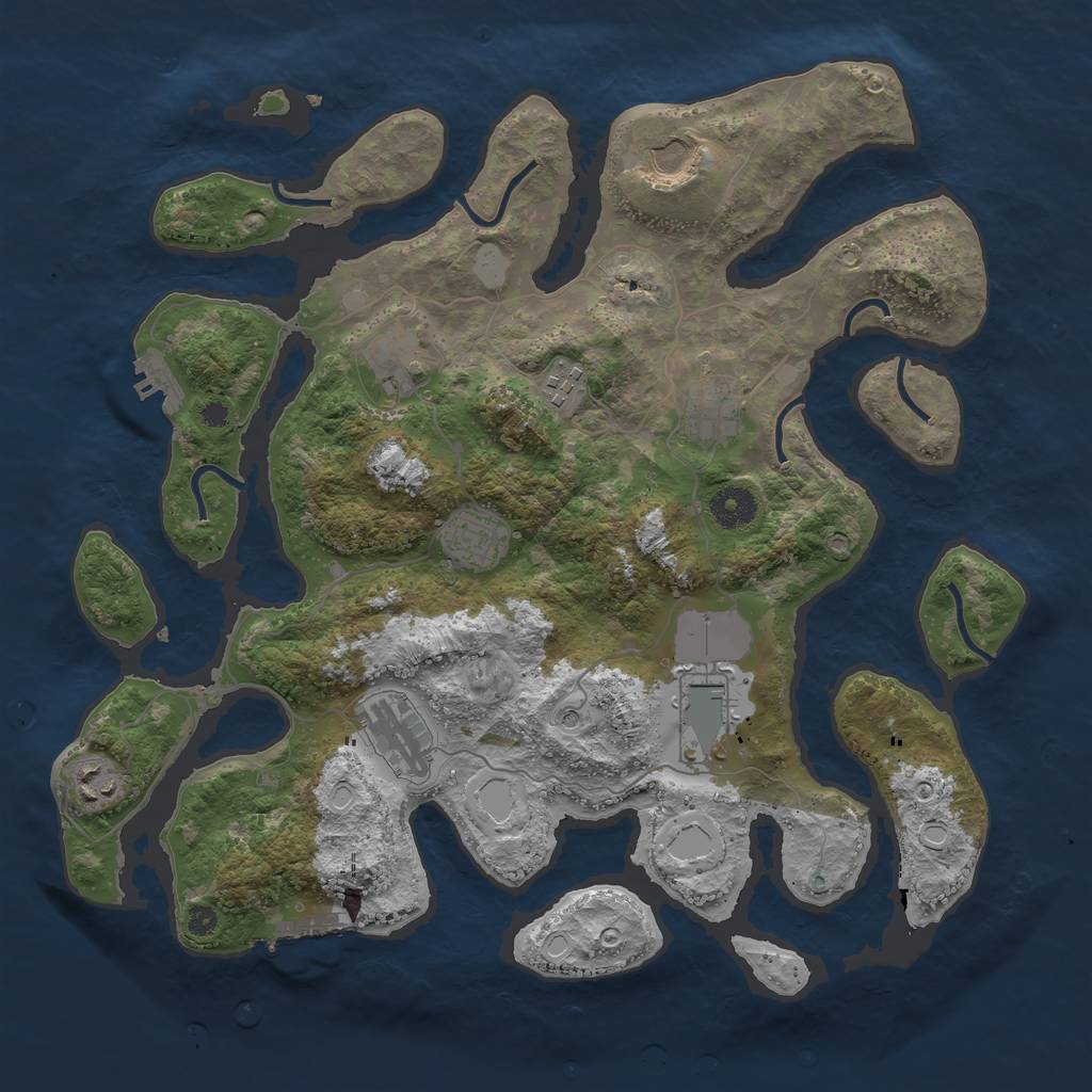 Rust Map: Procedural Map, Size: 3750, Seed: 355072122, 16 Monuments