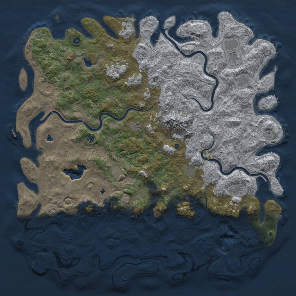 Rust Map: Procedural Map, Size: 6000, Seed: 1235567, 17 Monuments