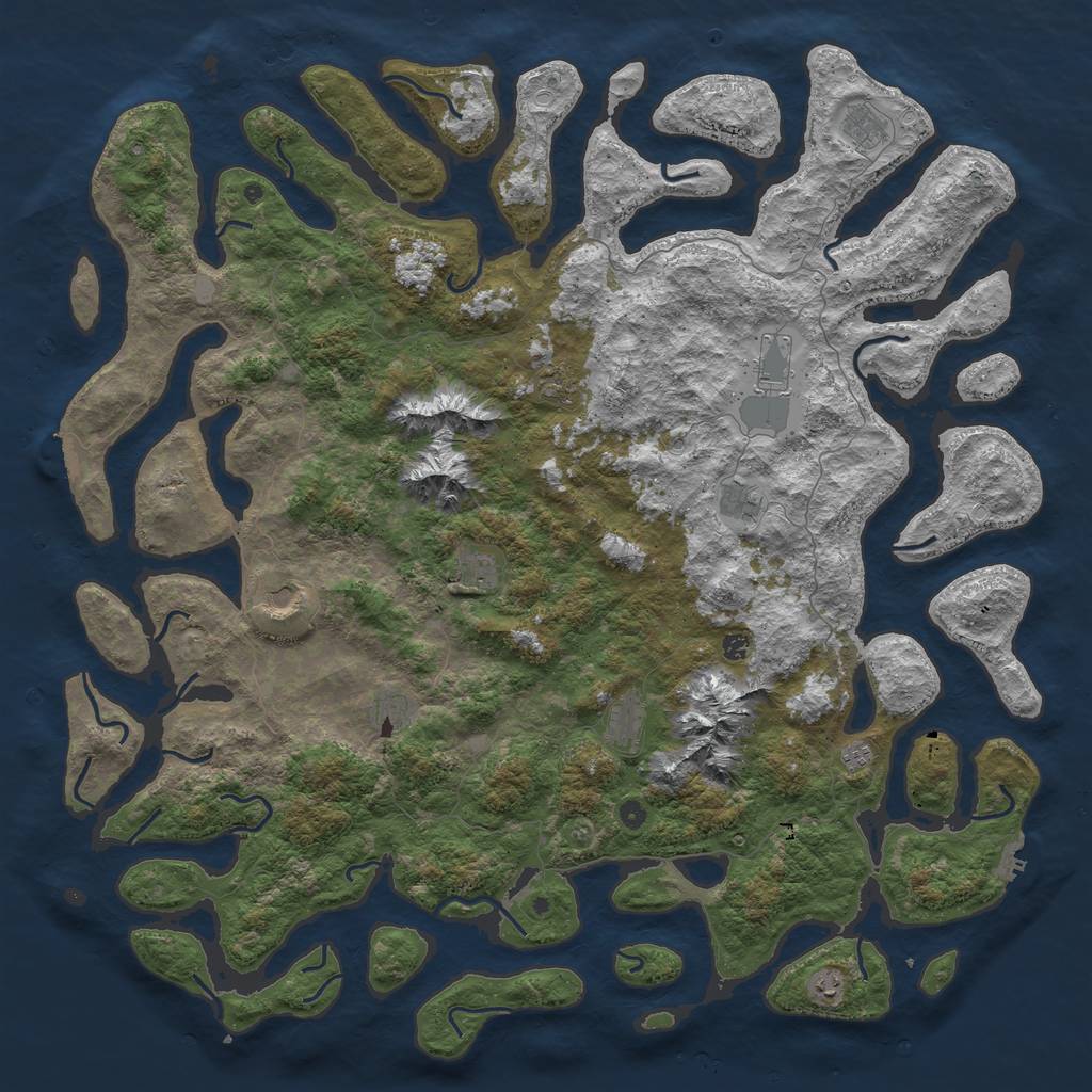 Rust Map: Procedural Map, Size: 6000, Seed: 1235567, 19 Monuments