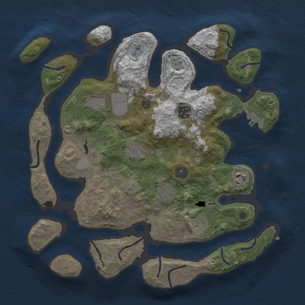 Rust Map: Procedural Map, Size: 3500, Seed: 77553399, 14 Monuments