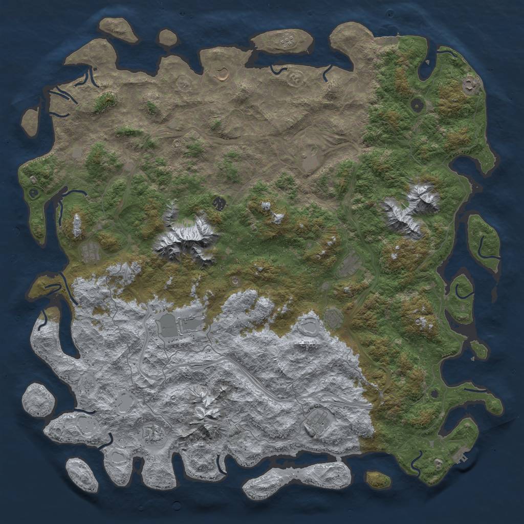 Rust Map: Procedural Map, Size: 6000, Seed: 1180845617, 18 Monuments