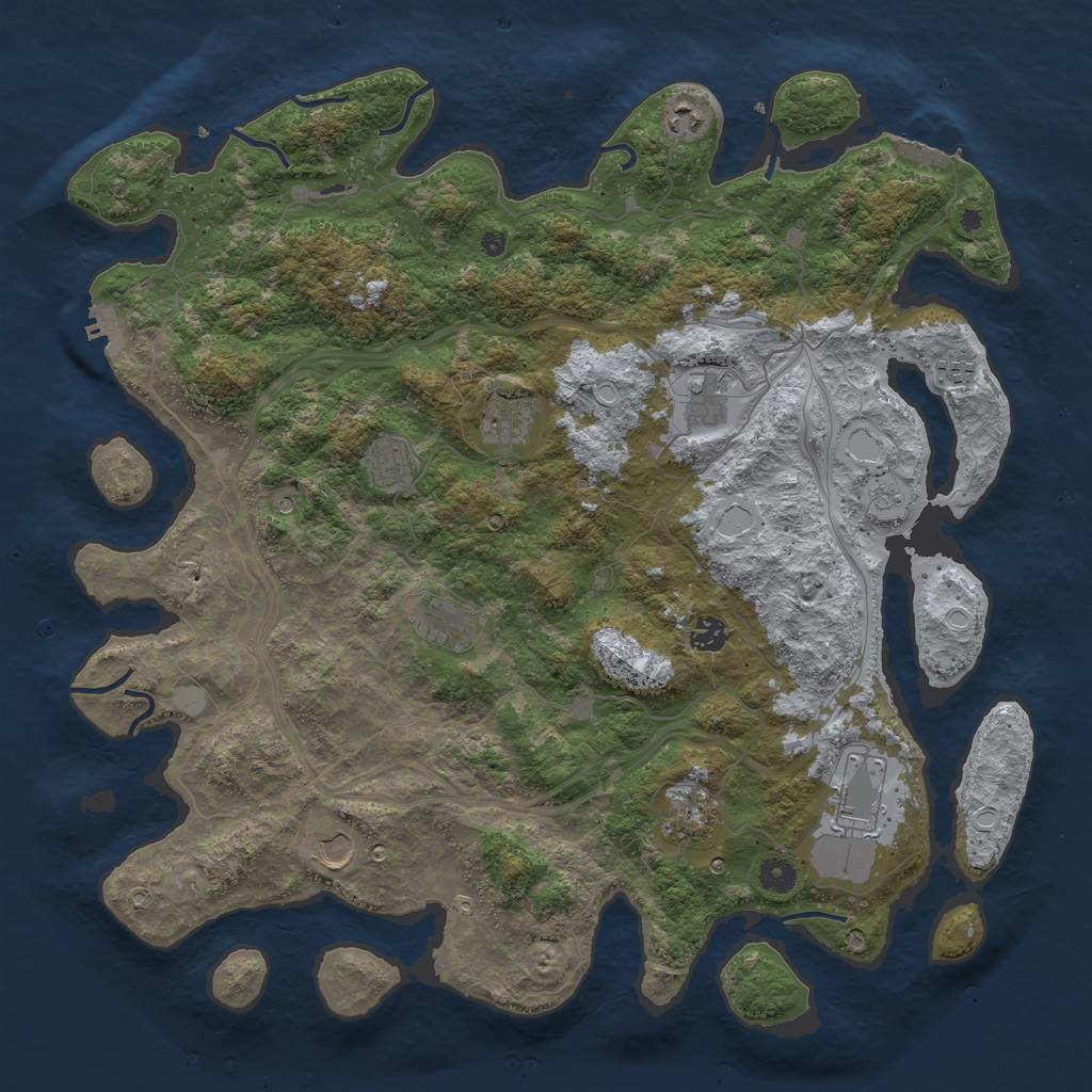 Rust Map: Procedural Map, Size: 4500, Seed: 425025, 17 Monuments