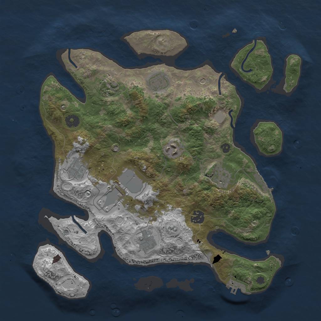 Rust Map: Procedural Map, Size: 3500, Seed: 1710976642, 16 Monuments