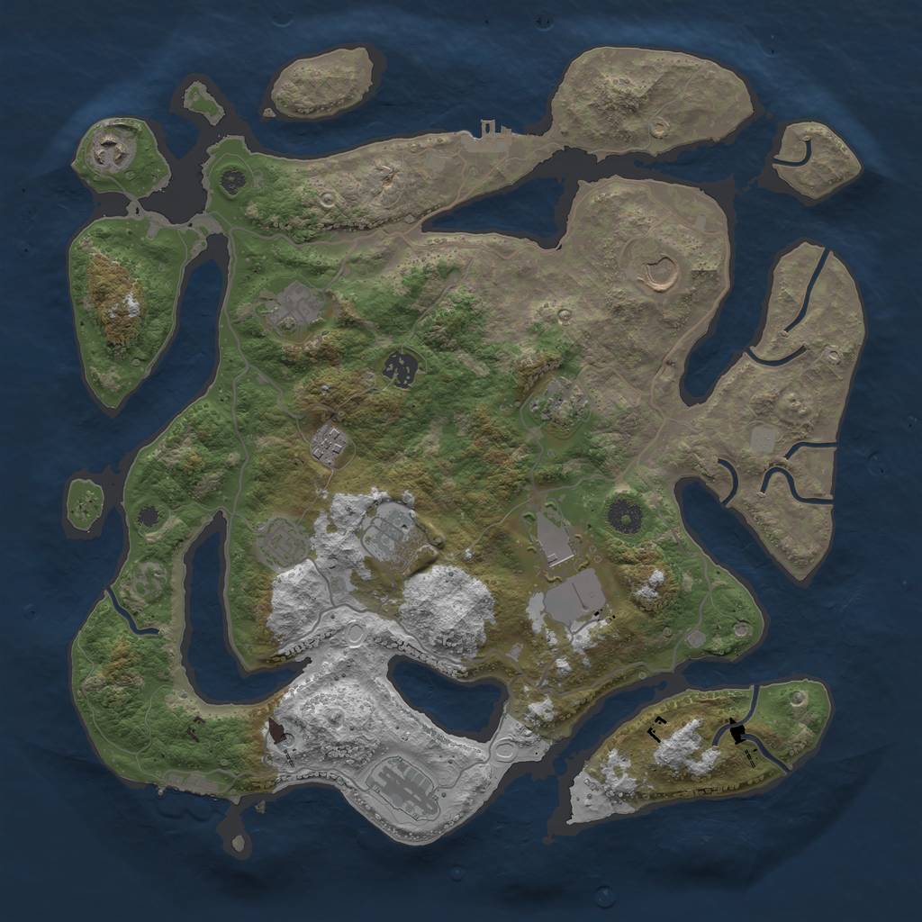 Rust Map: Procedural Map, Size: 4000, Seed: 103687989, 18 Monuments