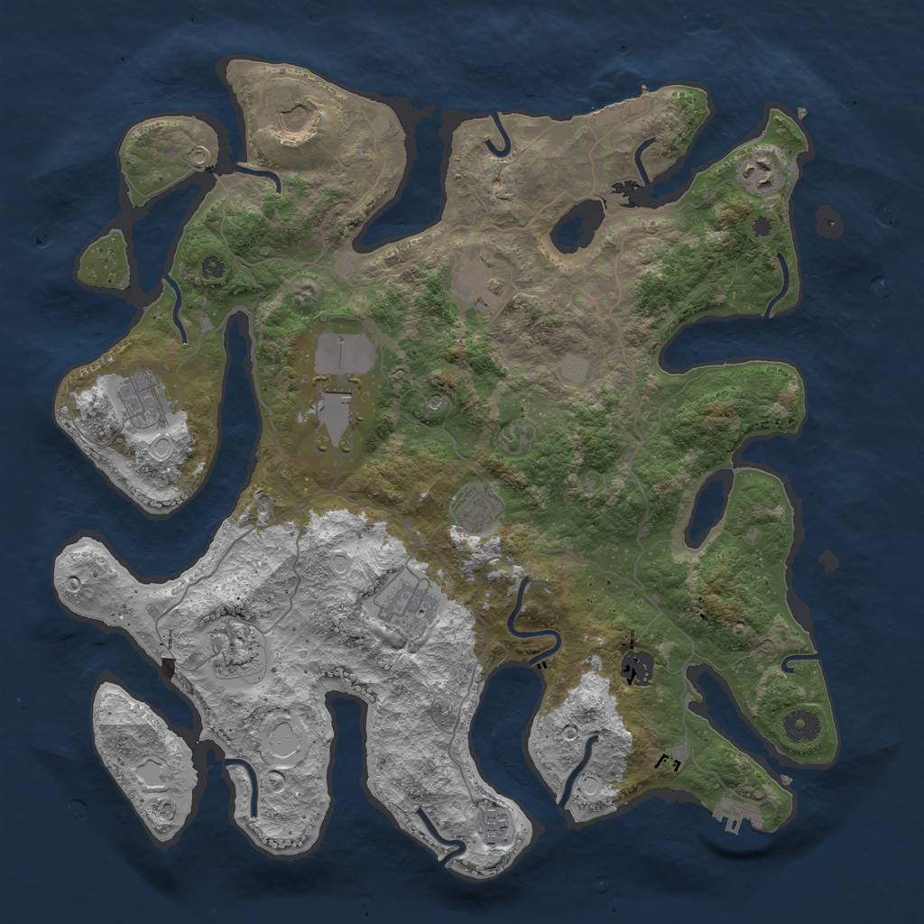 Rust Map: Procedural Map, Size: 4000, Seed: 671876082, 18 Monuments