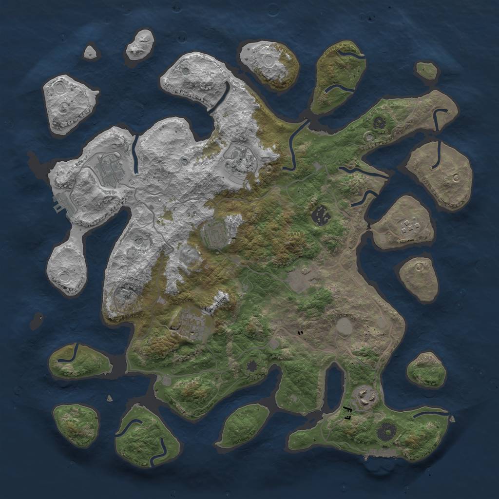 Rust Map: Procedural Map, Size: 4000, Seed: 5184154, 16 Monuments