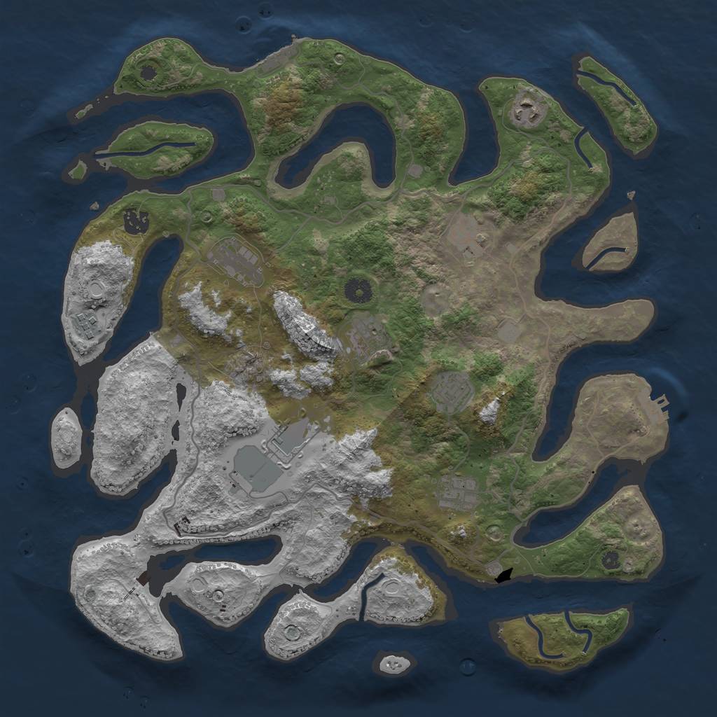 Rust Map: Procedural Map, Size: 4000, Seed: 174077484, 16 Monuments