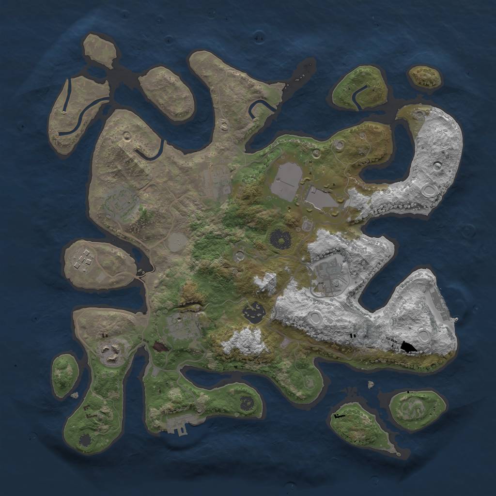 Rust Map: Procedural Map, Size: 3500, Seed: 69309435, 16 Monuments