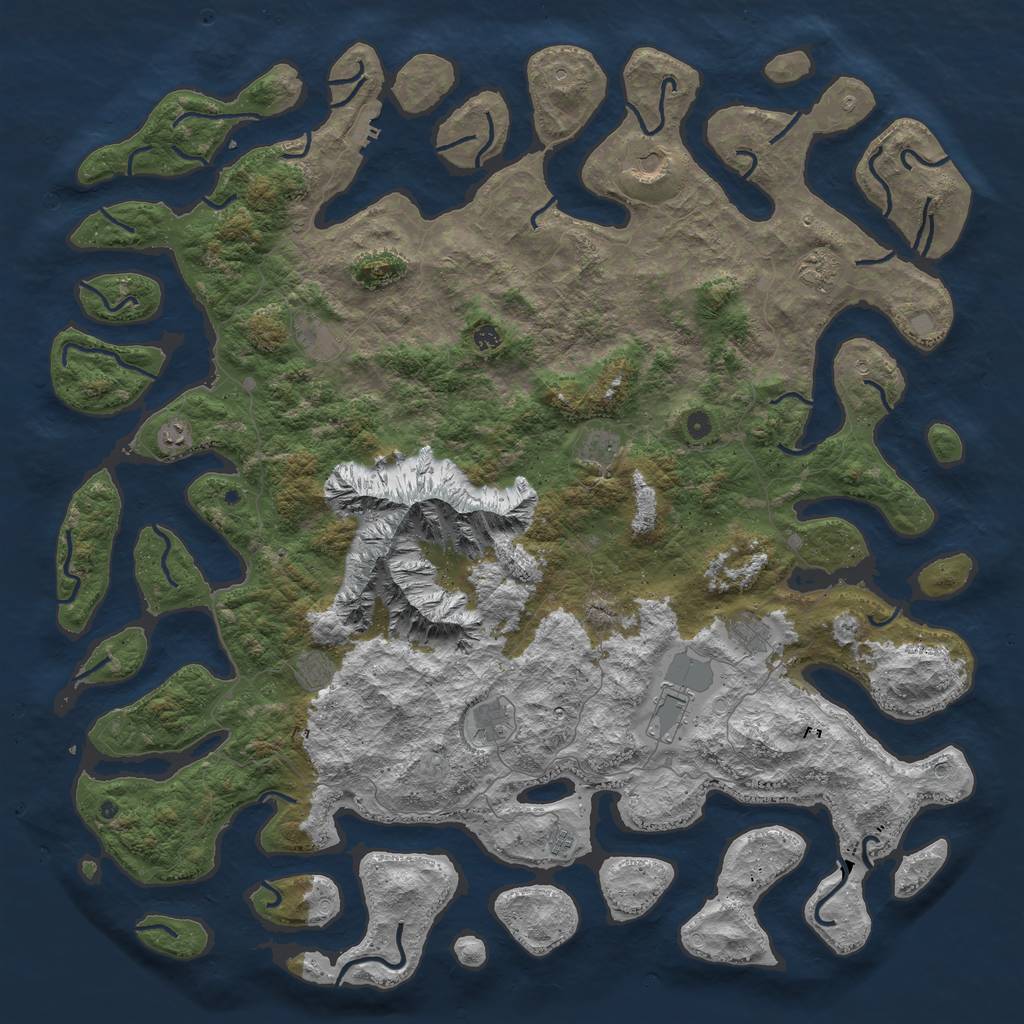 Rust Map: Procedural Map, Size: 6000, Seed: 107, 18 Monuments