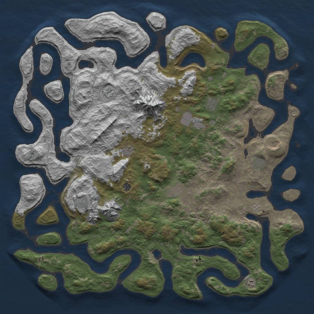 Rust Map: Barren, Size: 6000, Seed: 8878, 14 Monuments