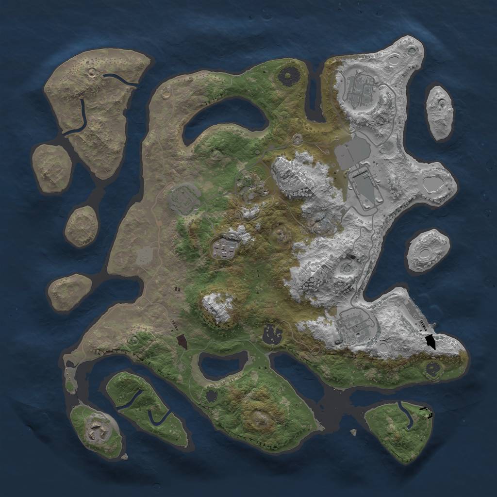 Rust Map: Procedural Map, Size: 3670, Seed: 259786186, 15 Monuments