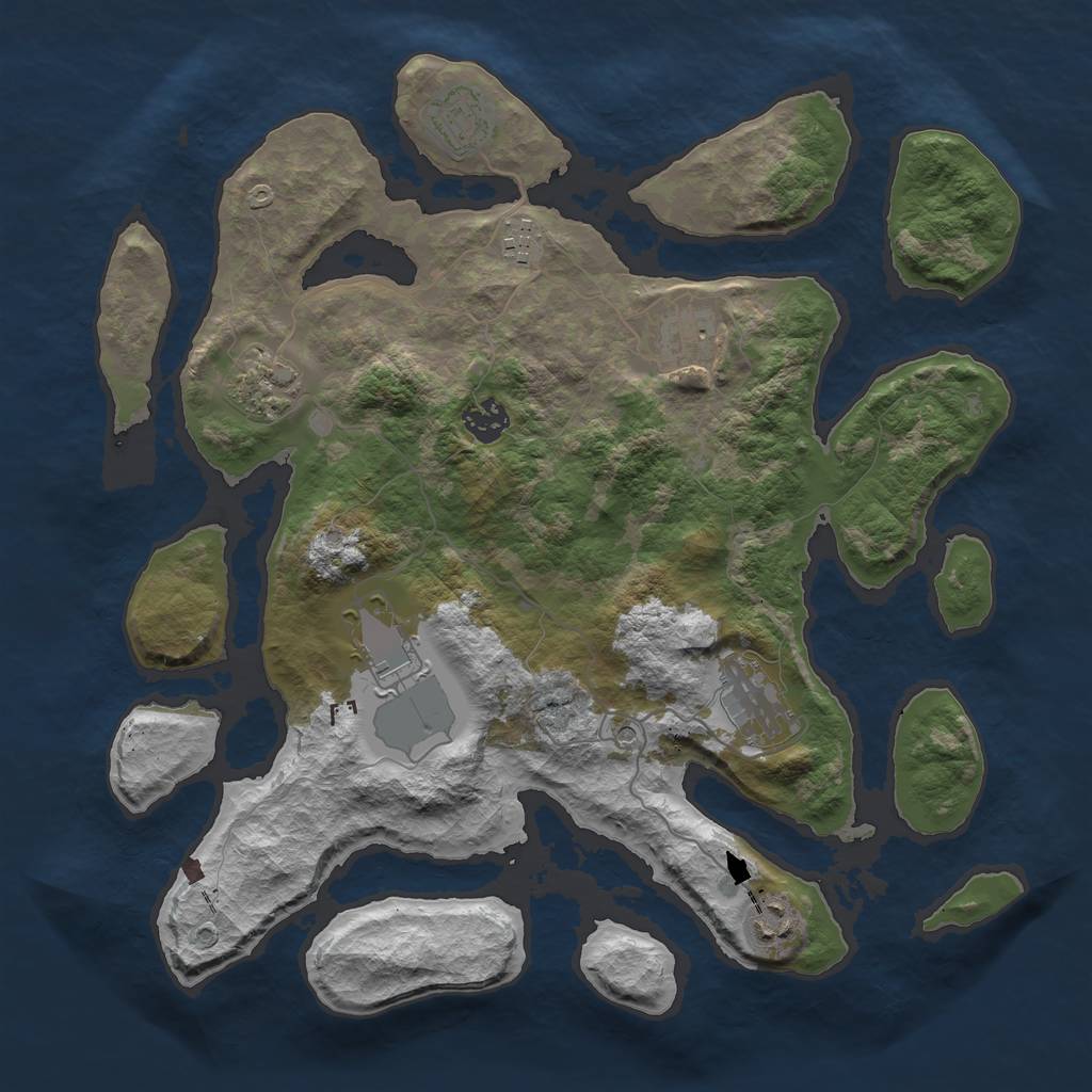 Rust Map: Barren, Size: 3700, Seed: 67, 11 Monuments