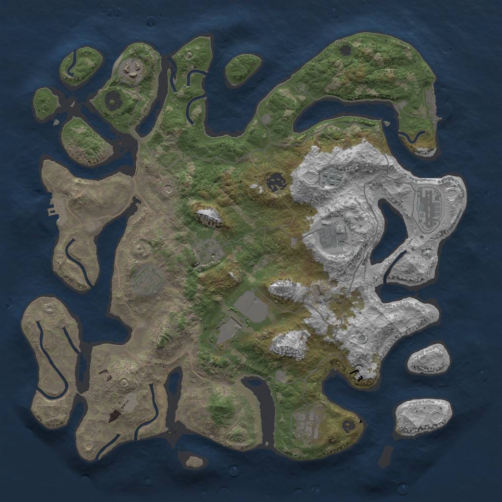 Rust Map: Procedural Map, Size: 4000, Seed: 248364334, 17 Monuments