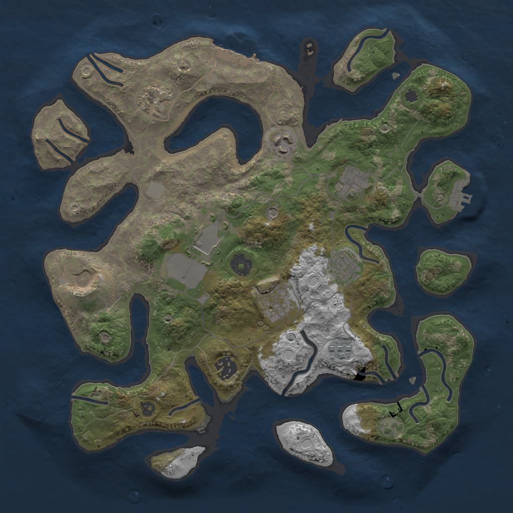 Rust Map: Procedural Map, Size: 3500, Seed: 585004808, 17 Monuments