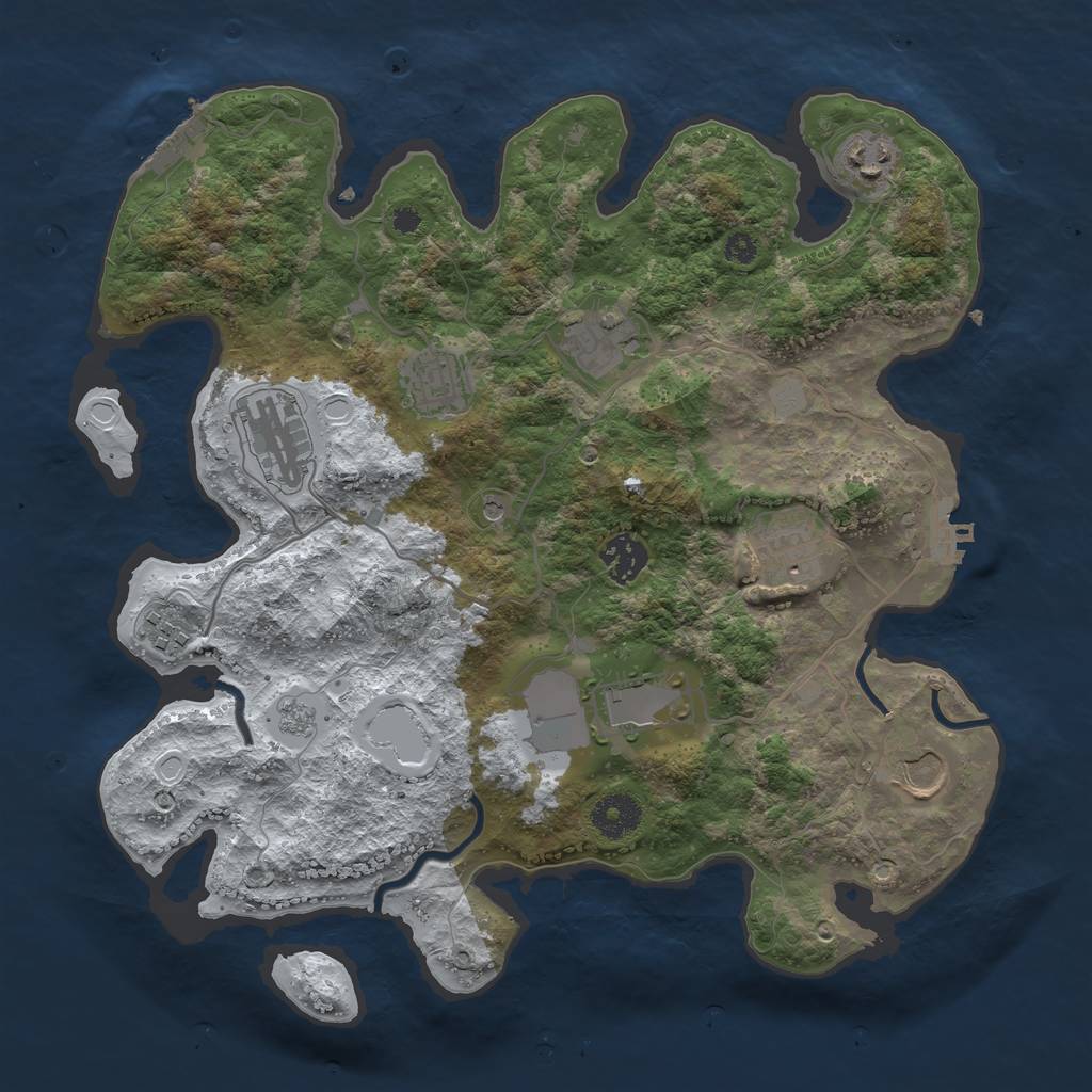 Rust Map: Procedural Map, Size: 3500, Seed: 4324, 18 Monuments