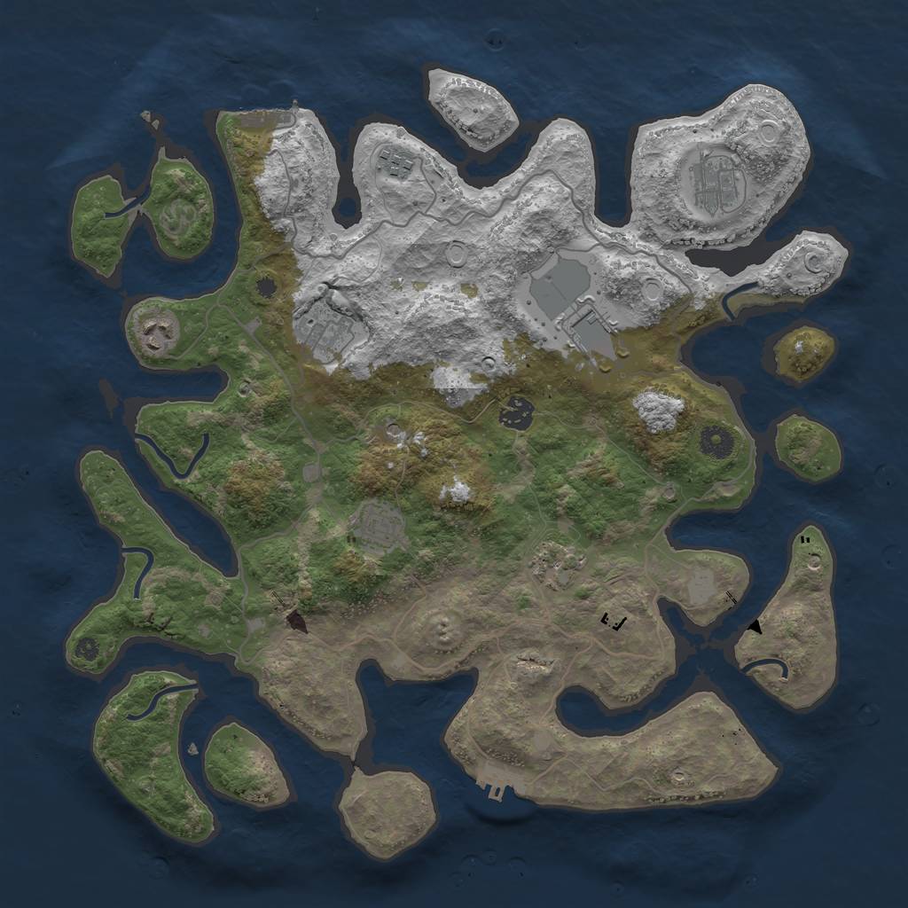 Rust Map: Procedural Map, Size: 4000, Seed: 441874617, 16 Monuments