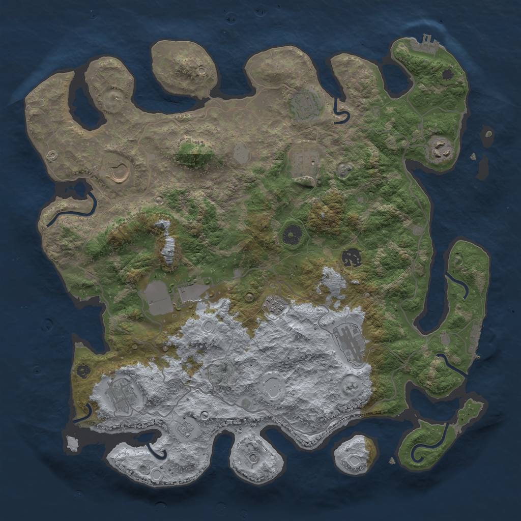 Rust Map: Procedural Map, Size: 4000, Seed: 925191885, 16 Monuments