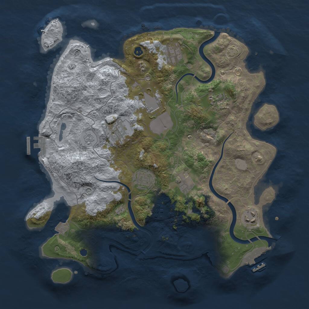 Rust Map: Procedural Map, Size: 3500, Seed: 1193347869, 14 Monuments
