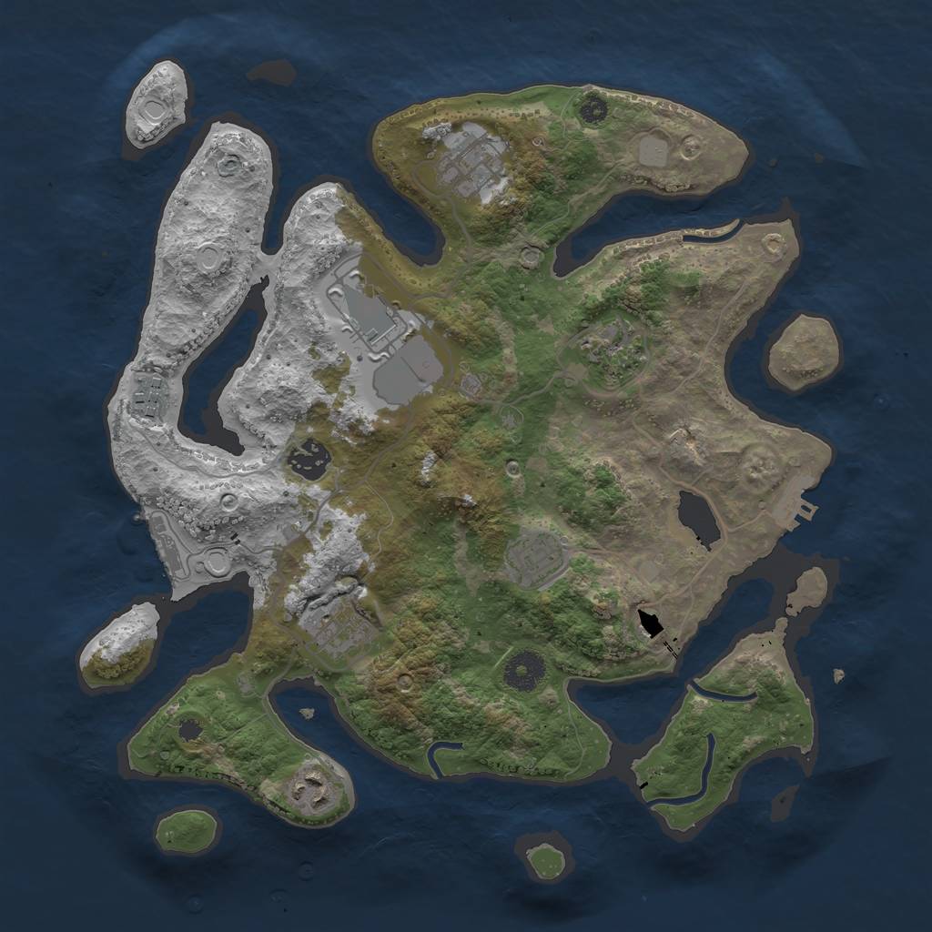 Rust Map: Procedural Map, Size: 3500, Seed: 1193347869, 16 Monuments