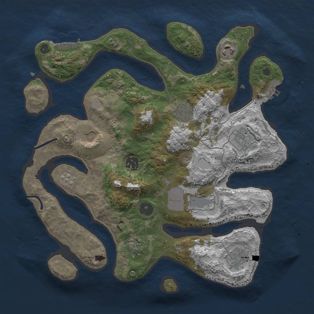 Rust Map: Procedural Map, Size: 3500, Seed: 3745068, 17 Monuments