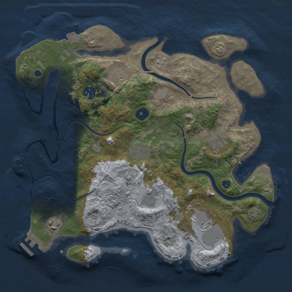 Rust Map: Procedural Map, Size: 3500, Seed: 724753, 14 Monuments