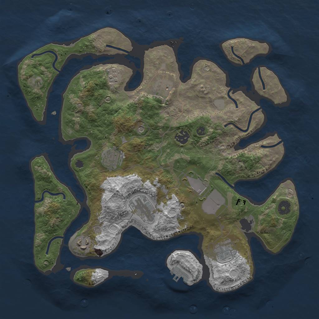 Rust Map: Procedural Map, Size: 3500, Seed: 724753, 15 Monuments